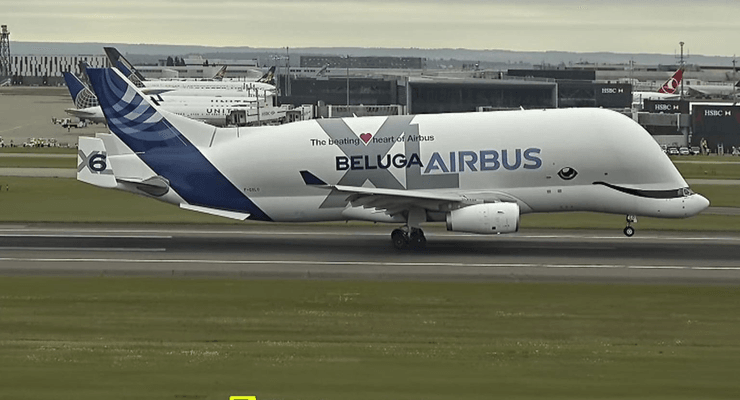 Самолет необычной формы, Airobus Beluga, транспортное средство, перевозка груза, доставка груза, детали к самолету,