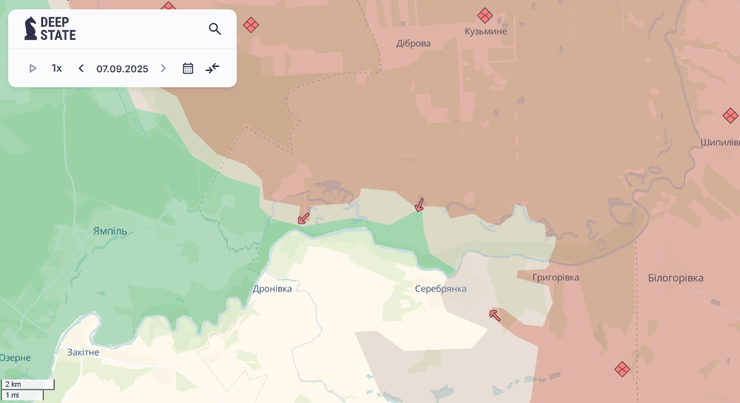 Серебрянське лісництво карта