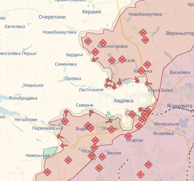 Авдіївський напрямок, карта бойових дій