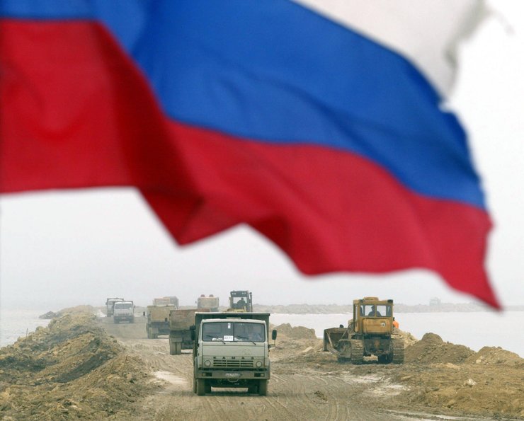 Остров Тузла, дамба, Крым, укрепление берега, подготовка аннексии