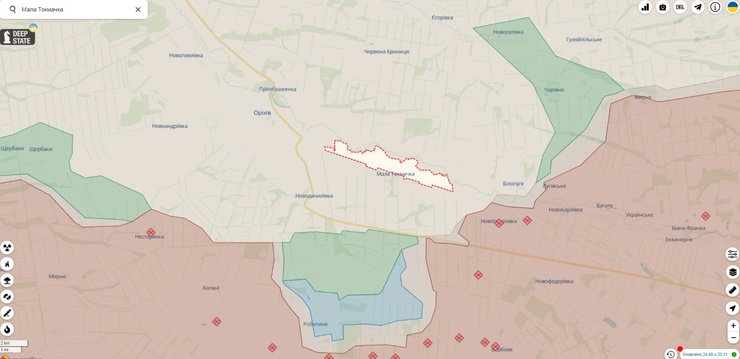Ситуация на Мелитопольском направлении. Карта Deepstate