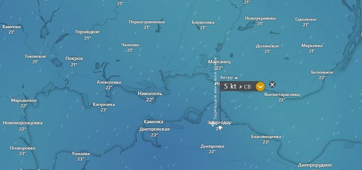 энергодар, ветер, карта