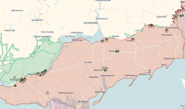 карта Deep state, карта Запорожской области, Запорожская область