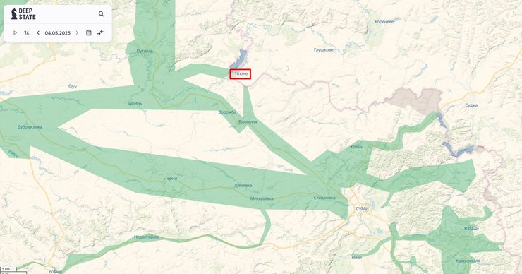 Удар по РФ, Курська область, Тьоткіне, 4 травня, карта, DeepState