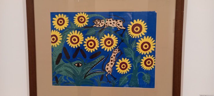 Мария Приймаченко, Обезьяны и крокодил, наивное искусство, картины марии приймаченко, мария приймаченко художница