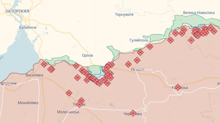 Мелитопольское направление, карта боевых действий