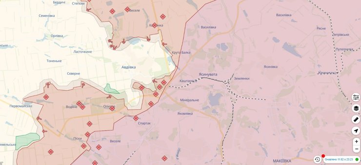 Карта боев за Авдеевку DeepState обновлена ночью 11 февраля