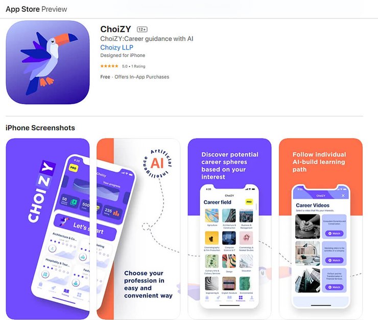 ChoiZY, рейтинг стартапов, профориентация
