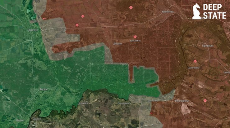 Мапа DeepState в Серебрянському лісництві