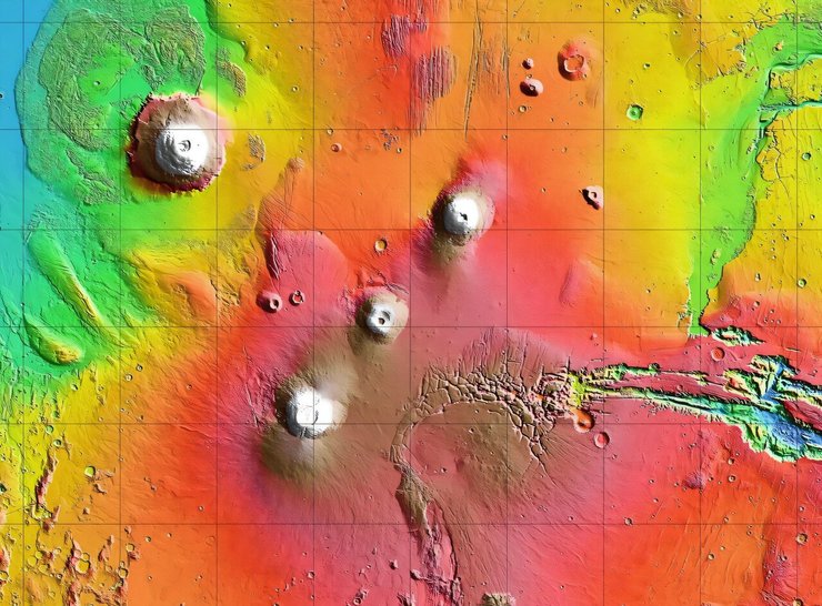 самые большие вулканы Марс