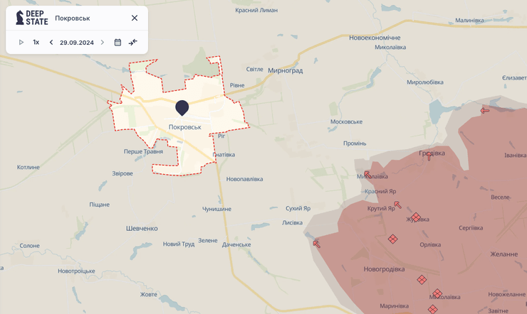 Карта DeepState: Покровск