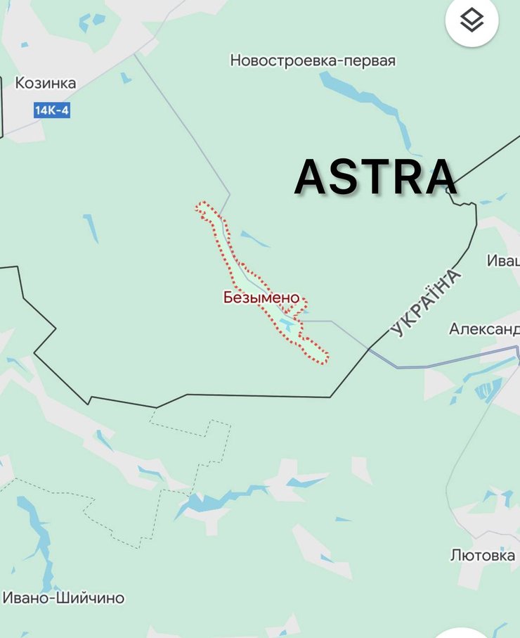 Село Безімено, мапа