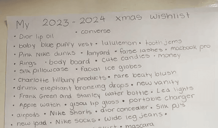 Лист Санті, список подарунків, подарунки, подарунки під ялинкою, список бажань, новорічні подарунки, подарунки для дитини, сюрприз