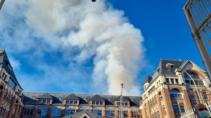 Пожар в Банке Франции, пожар, банк, типография, пожарные, огонь