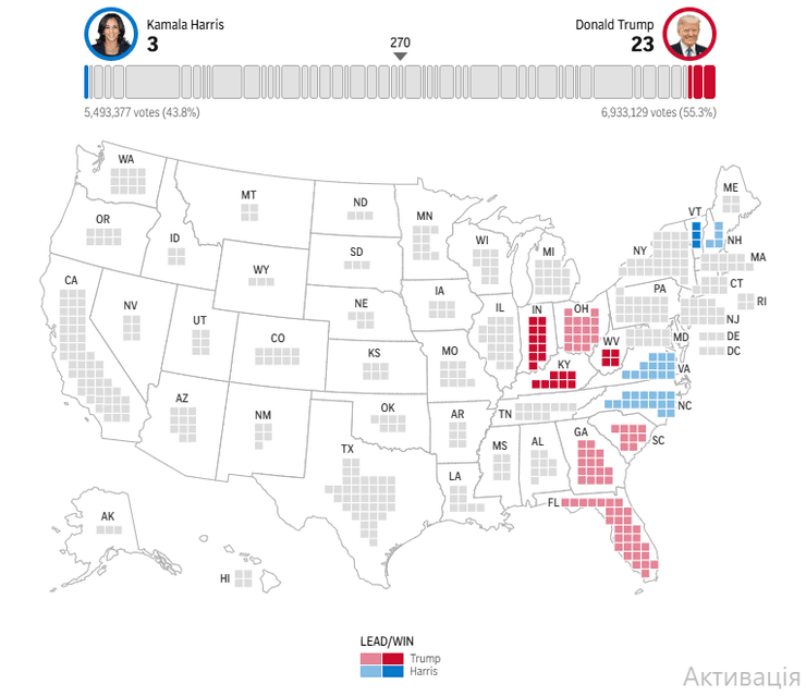 Интерактивная карта от Associated Press
