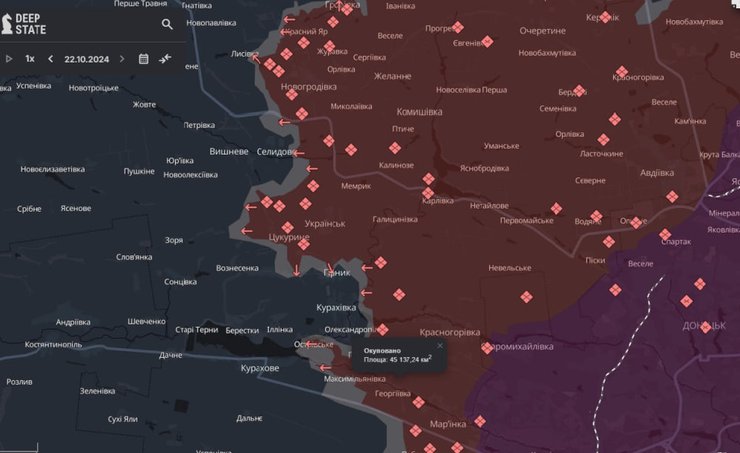 Карта боев в районе Селидово