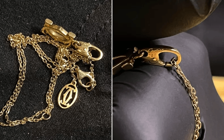 Чоловік знайшов дороге намисто в смітті, сміттєвий дайвінг, цінні речі в смітті, намисто Cartier з 18-каратного золота