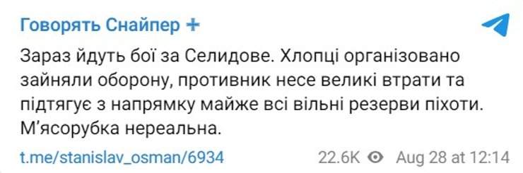 Бои на Донбассе, Селидово, Покровск, Мирноград, Снайпер, ВСУ, 28 августа