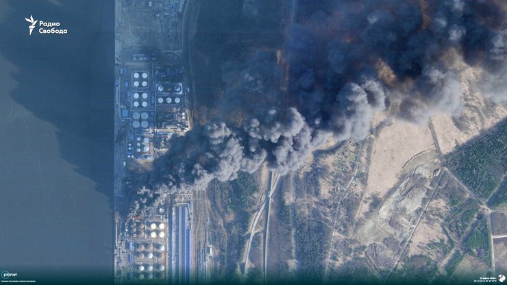 фото последствий удара дронов по порту Усть-Луга 27 марта