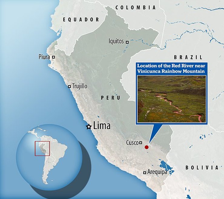 Красная река в Перу: карта