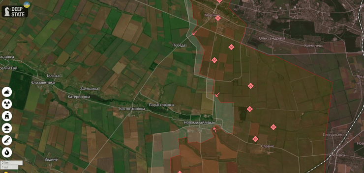 Ситуация возле Новомихайловки, карта боевых действий