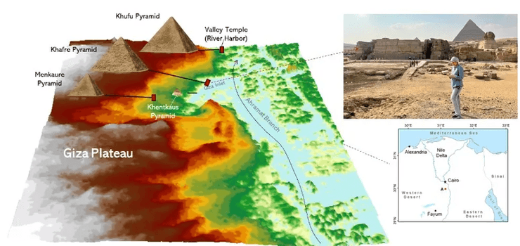 Египет, Нил, пирамида, история, строительство, материалы, рабочие, русло, рукав, ветка, радар, спутниковые снимки, местность, пустыня, путь, транспортировка, Древний Египет, храм