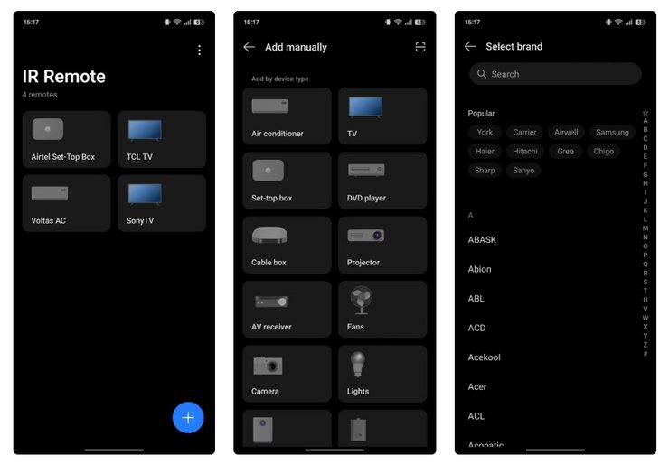 Приложение IR Remote на смартфоне Android