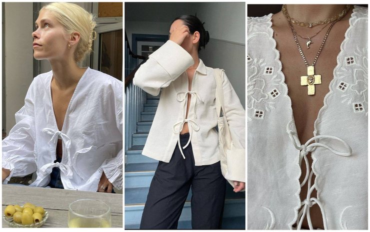 ТОПЫ И БЛУЗЫ НА ЗАВЯЗОЧКАХ — тренд лета 2024