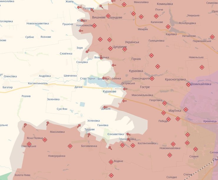 карта боїв під Кураховим
