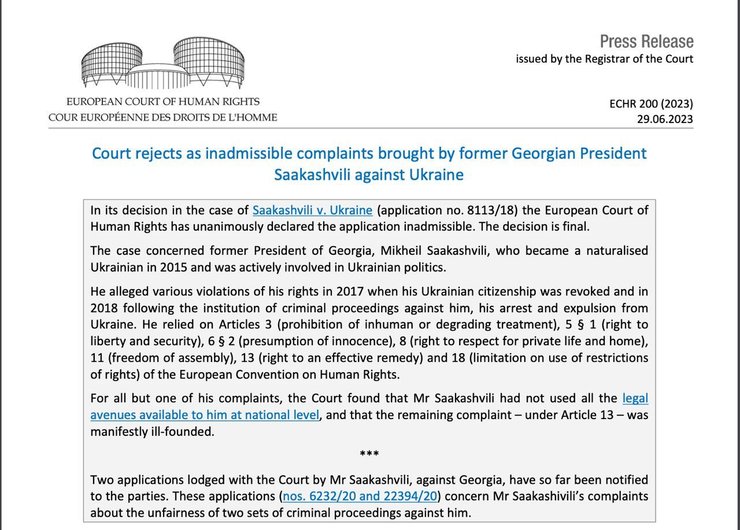 Михаил Саакашвили, Грузия, политик, иск в суд, ЕСПЧ, грузинский политик, лишение гражданства, гражданство Украины