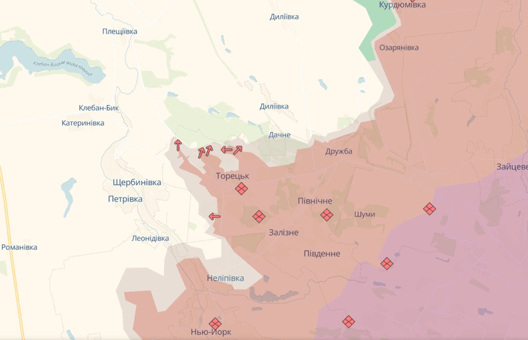 бои в Торецке, бои за Торецк, Торецкое направление, ситуация в Торецке, ВСУ в Торецке, карта DeepState, карта DeepState