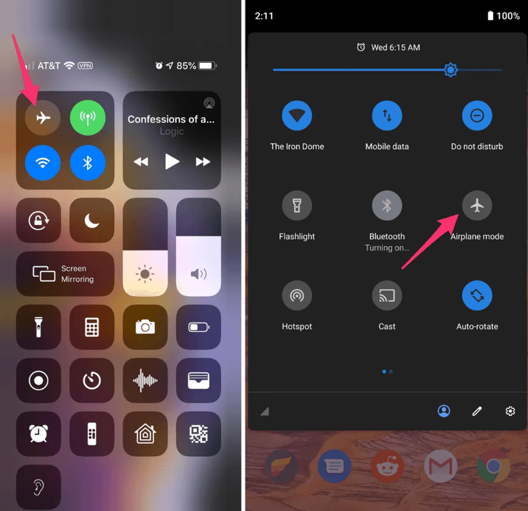 как включить режим полета для iPhone и Android