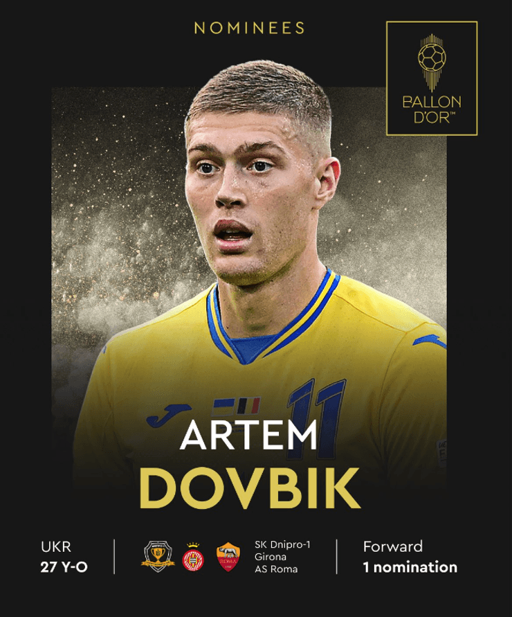 Артем Довбик, номинация на "Золотой мяч"