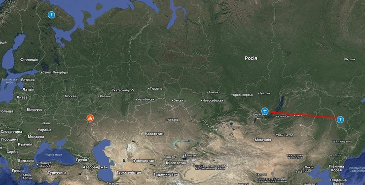 Інфографіка з рухом Ту-95МС ЗС РФ 28 листопада