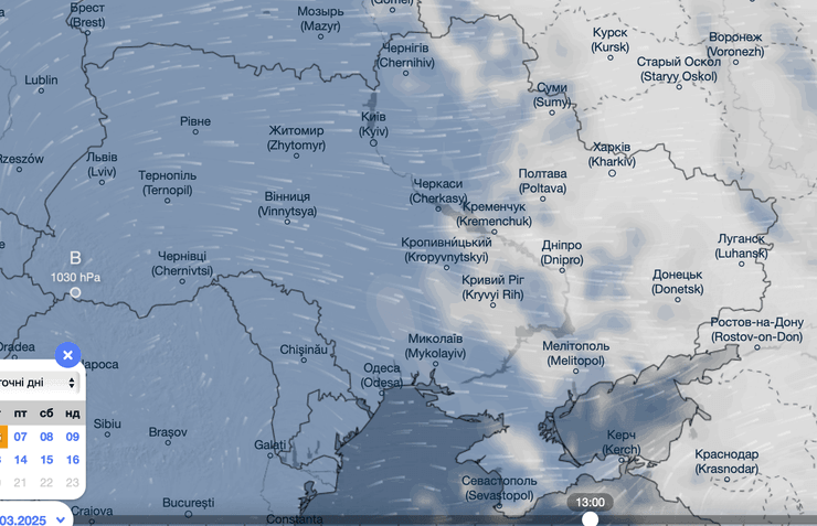 Хмарність в Україні 6 березня