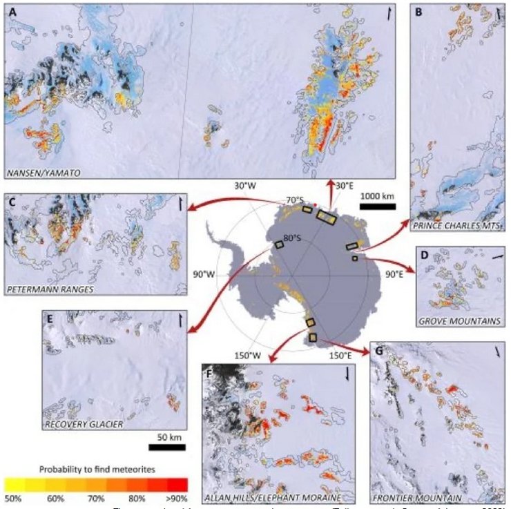 Антарктида, карта, метеориты