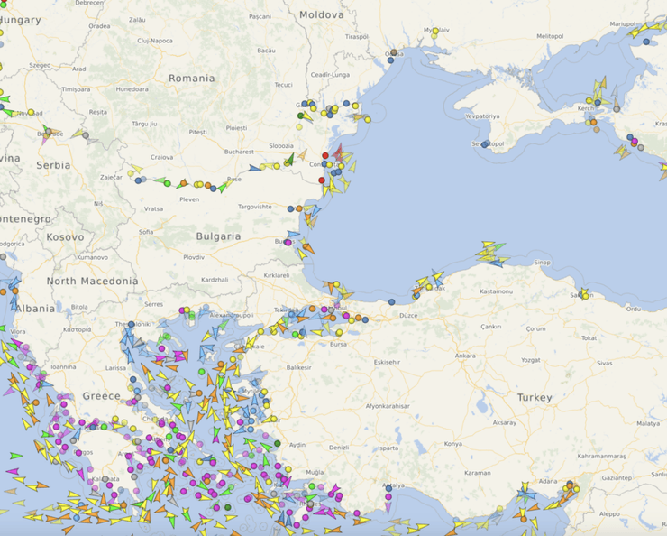 движение в черном море, траффик в черном море, Черное море логистика, Черное море карта