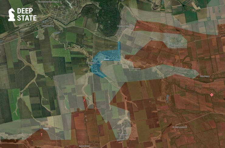 Карта боевых действий в Днепропетровской области