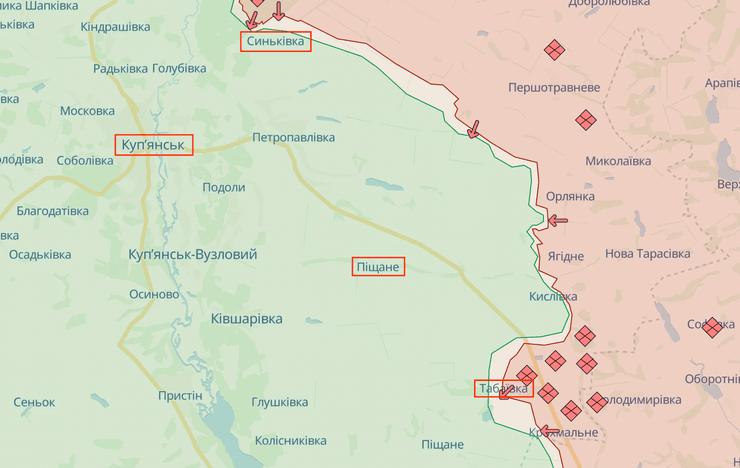 наступление на Купянск, Купянск на карте Украины, карта боевых действий Украина, карта наступления, карта наступления