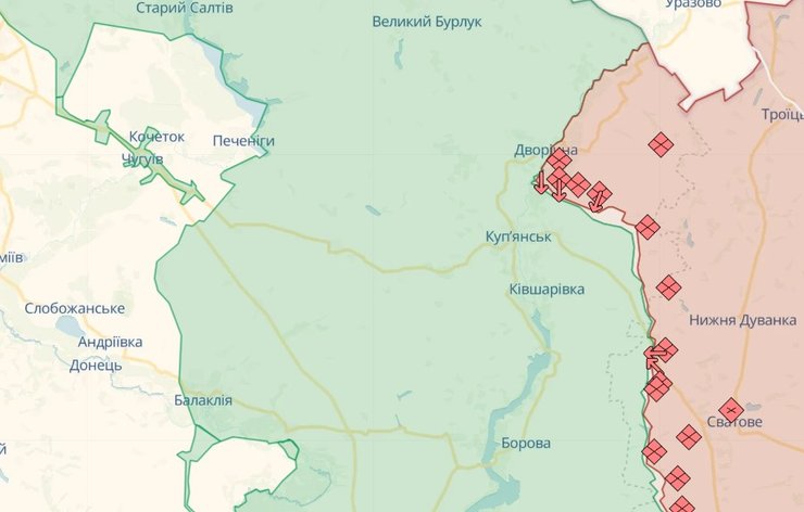 Лимано-Купянское направление, карта боевых действий, Харьковская область