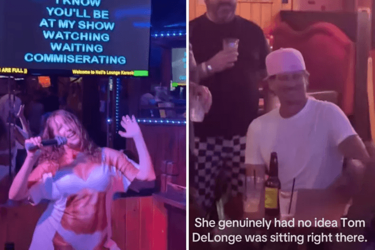 Караоке, зірка рок-гурту, соліст, вокаліст, зустріч із зіркою, Том ДеЛонг, Blink-182, вечірка, TikTok, соцмережі, вірусне відео,