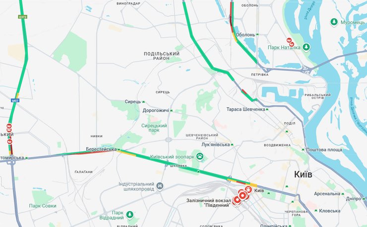 Затори на вулицях після обстрілу Києва 3 липня