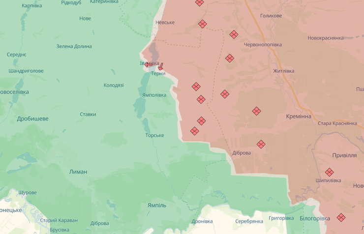 Лиманское направление, наступление ВС РФ на Донбассе, Ивановка, Колодязи, карта, Deepstate