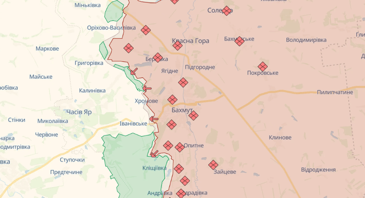 карта боев, deepstate, бахмут