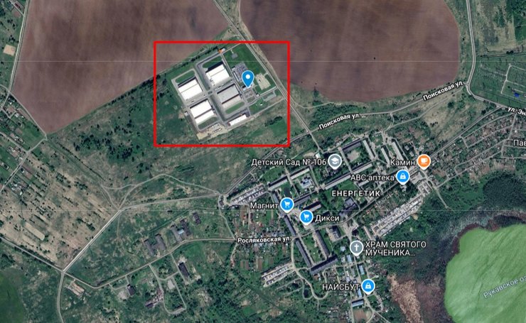 скриншо карти з координатами дата-центру Яндекс у Володимирі