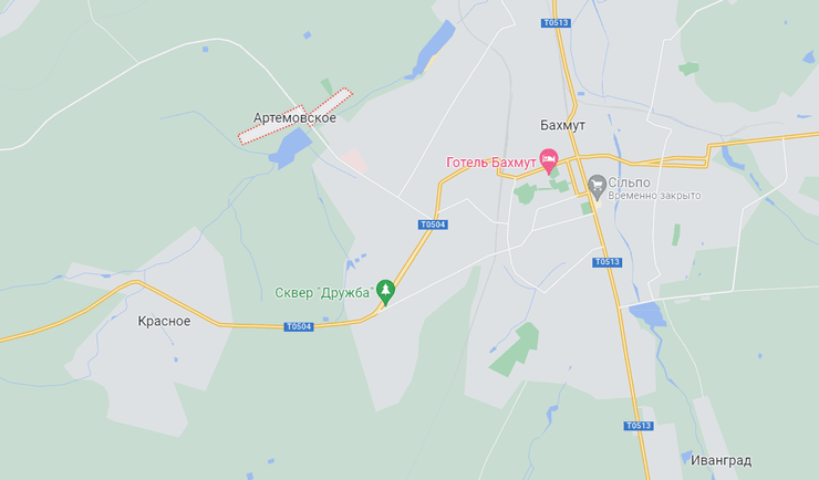 карта бахмута, карта донецька область, бахмут