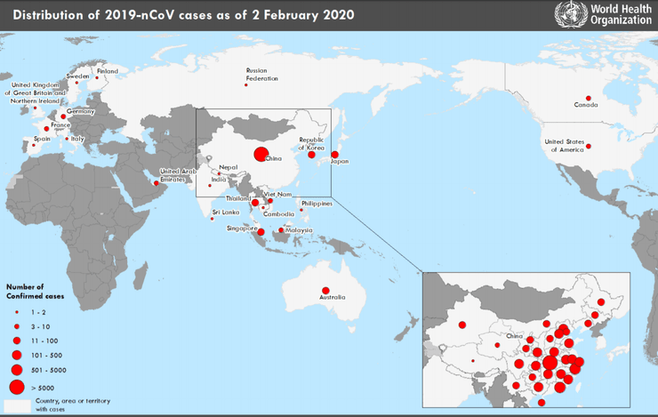 карта распространение коронавируса