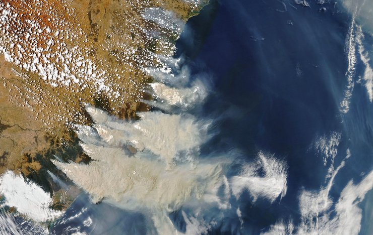 Пожары в Австралии, пожары в Австралии из космоса, Австралия, пожары