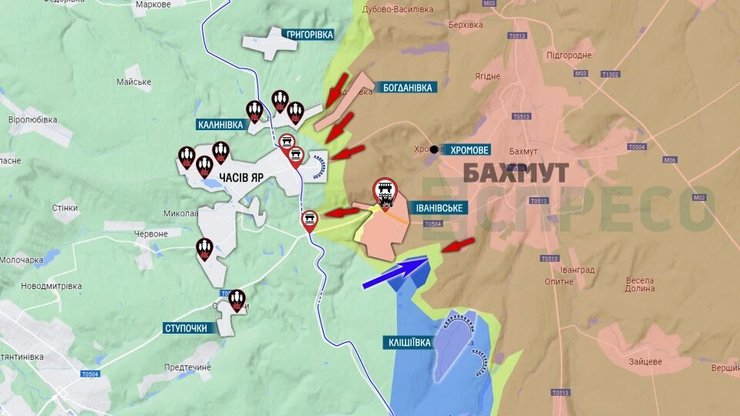 Карта боев за Часов Яр ("Эспрессо").