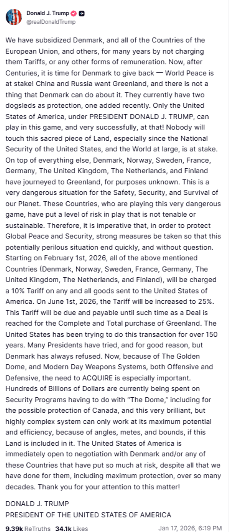 Пост Трампа